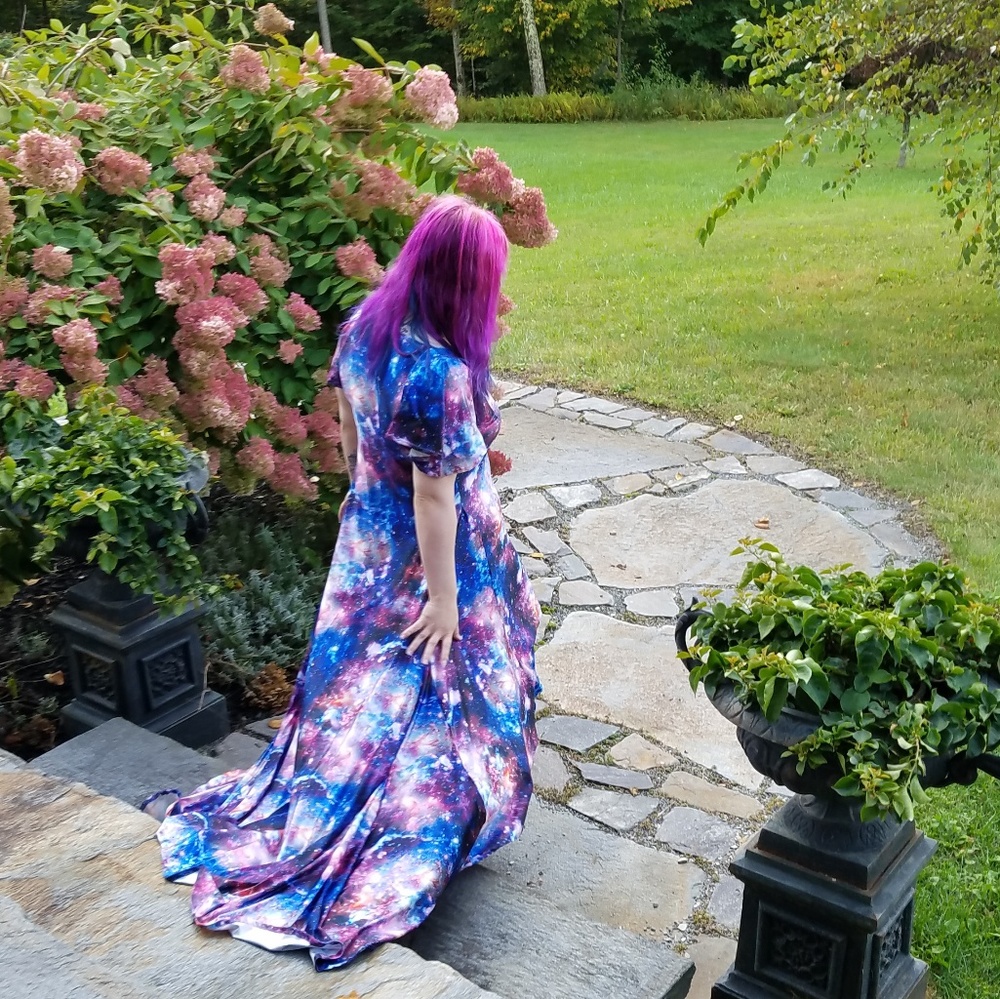 Galaxy Nebula Rainbow High Low Maxi Dress - Picture 2 of 7